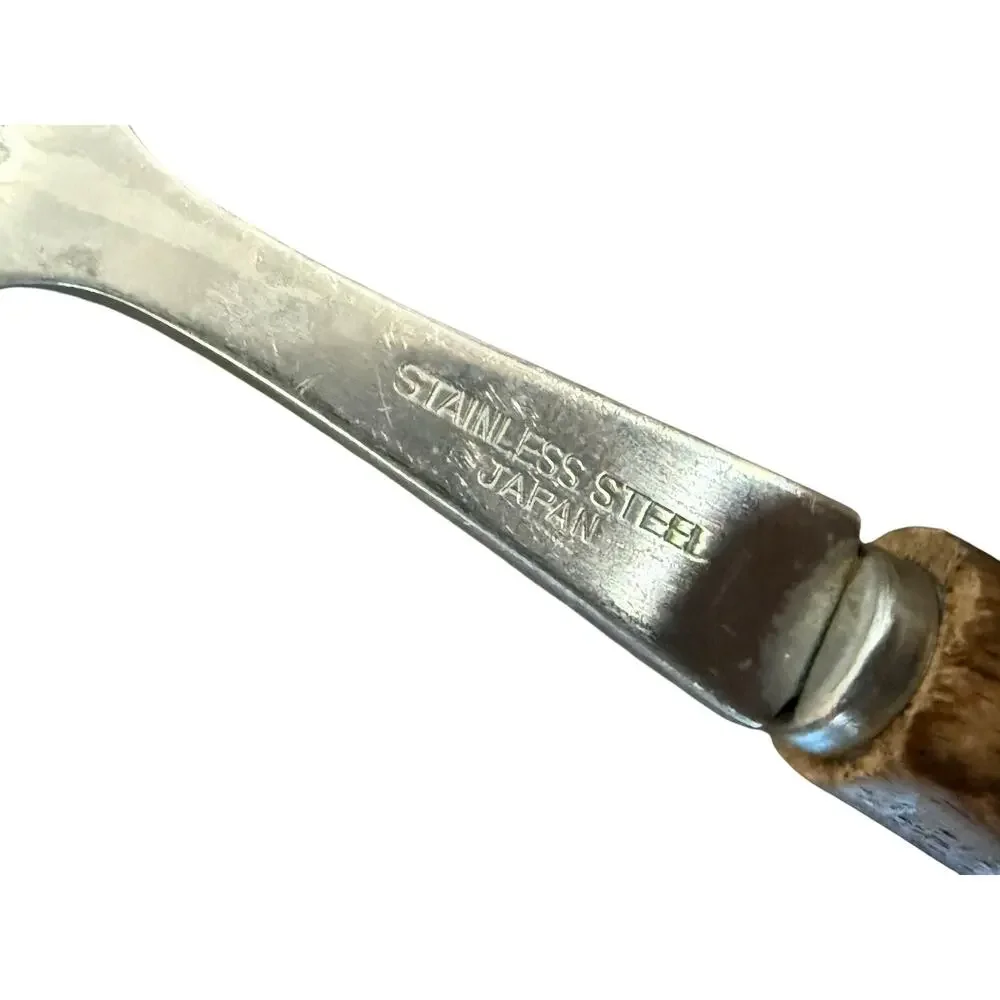 Vintage MCM Cheese Plane Slicer Stainless Steel Serrated Edge Japan Wood‎ Handle